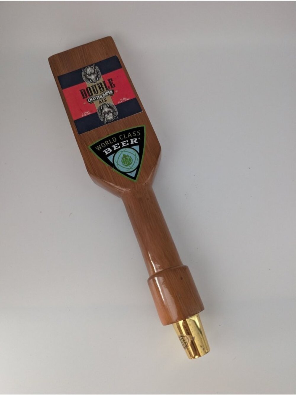 Shipyard Double Old Thumper Ale Tap Handle Brown Wood 9" Craft Beer RARE